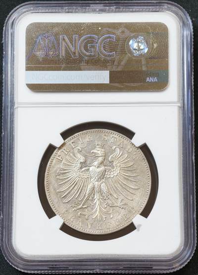 甄臻铺-世界币章拍卖（第60期），甄品场拍品征集中，送拍享返佣金等优惠多多 NGC-UNCD 1862年法兰克福射击节1泰勒银币，转光不错