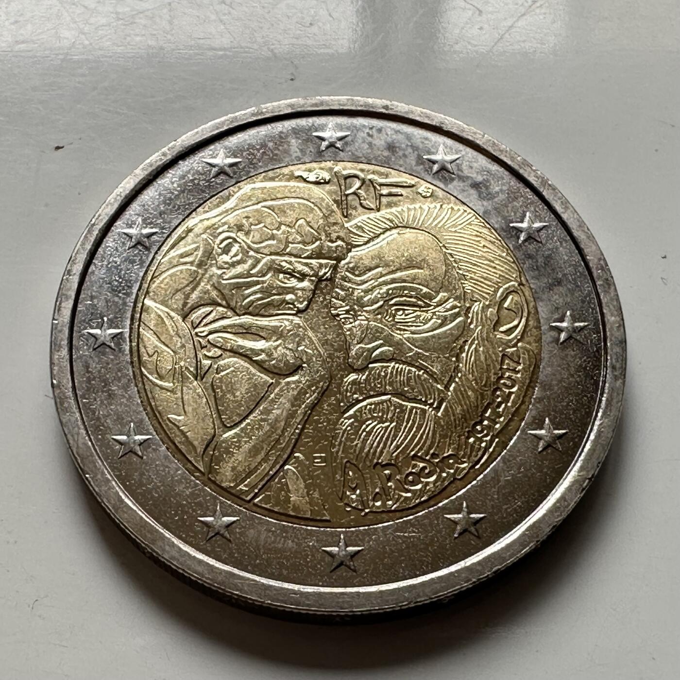 🌹外币初藏🌹🐯2026年第43场   每周二四六晚8️⃣点  世界硬币 法国 2017年 皮埃尔·卡巴纳 2欧元纪念币