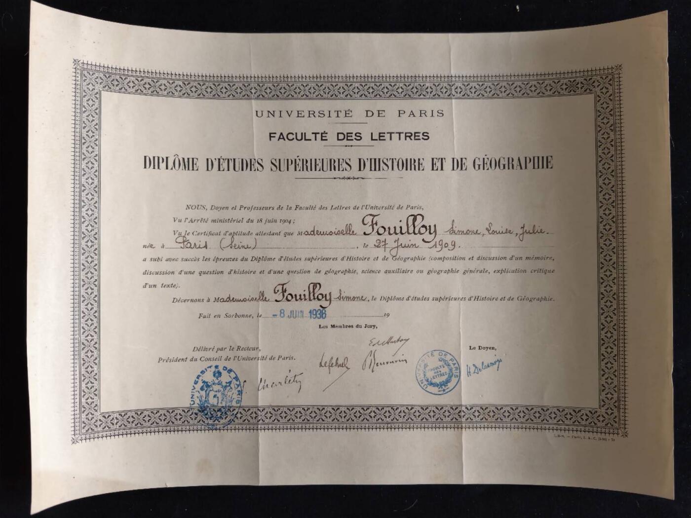 凯旋世界勋赏（第23期）（欢迎送拍）（对拍品有疑问请询问客服，不接受到手刀，出价默认拍品品相。请认真阅读拍卖规则！出价默认已认可！）（收到货请录制开箱视频，无视频概不处理问题。） 巴黎大学  文学院  高等文史地学业文凭