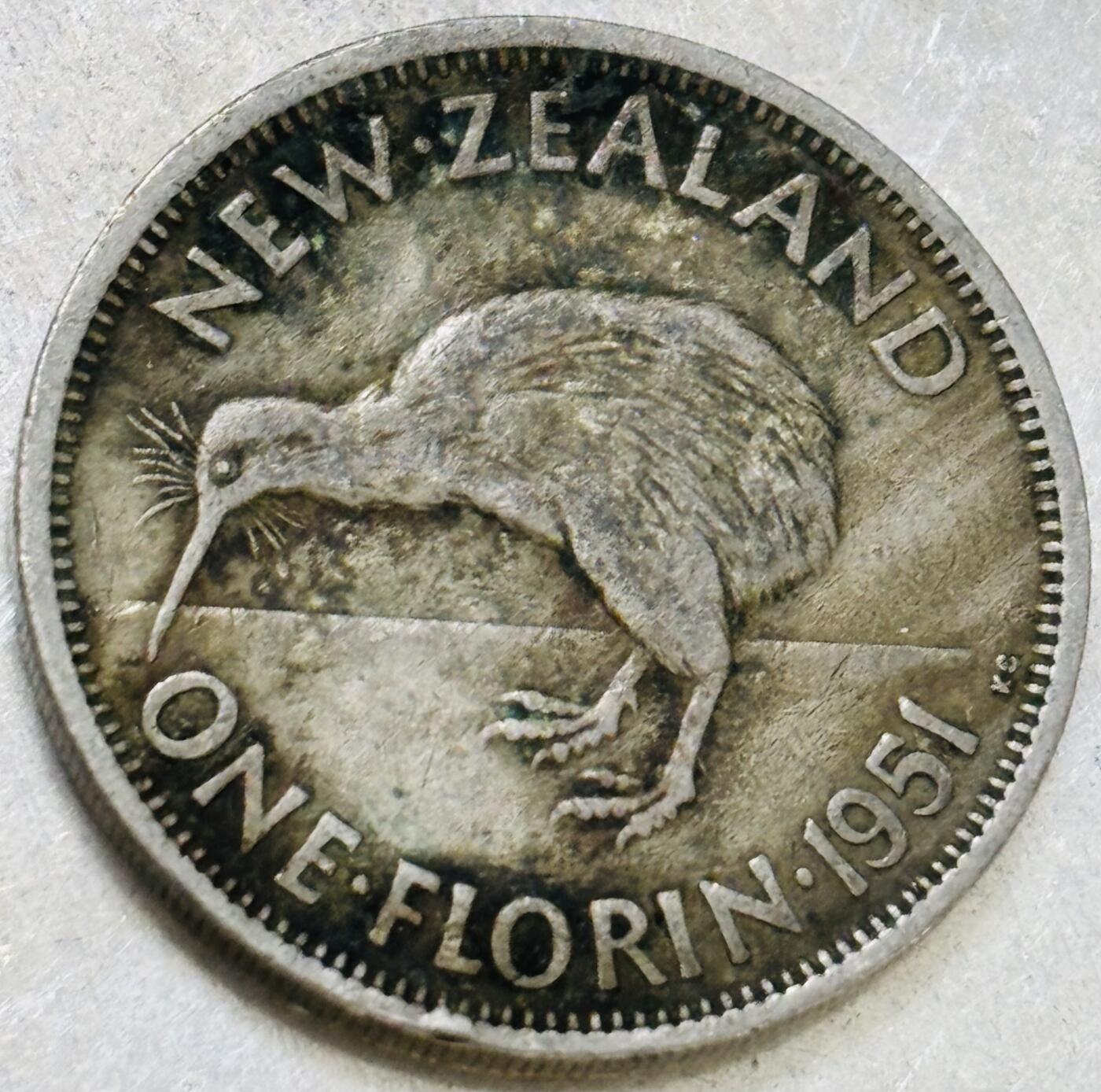 文馨钱币收藏第 300 场，银币，散币，小量德占比利时时期货币，长期接代拍业务 1951 年英属新西兰乔治六世 1 佛罗琳 关门版