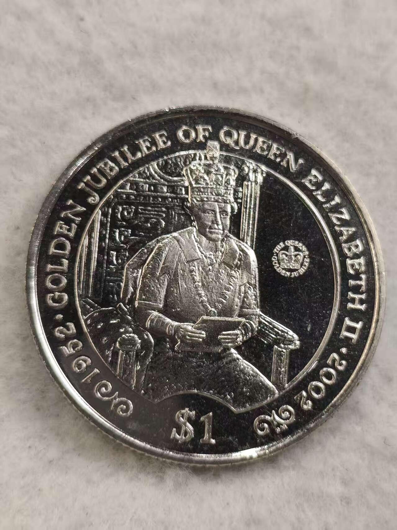 G&W世界散币，银币处理专场（第48场） 英属维尔京2002年1元 伊丽莎白二世登基50周年  克朗型