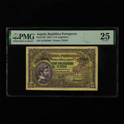【亘邦集藏】第229期拍卖 1942年 葡属安哥拉2.5安哥拉尔 PMG 25 SC052805