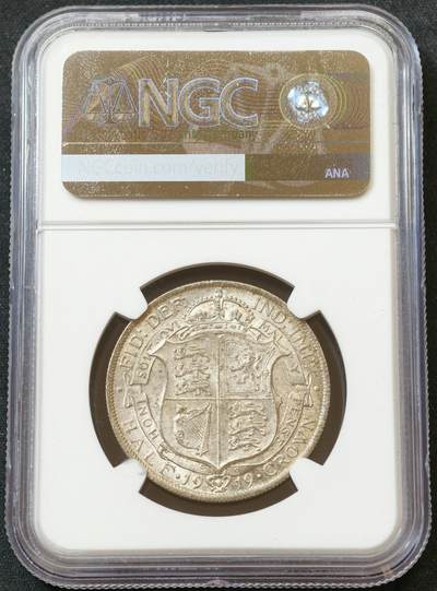 甄臻铺-世界币章拍卖（第60期），甄品场拍品征集中，送拍享返佣金等优惠多多 NGC-MS63 1919年英国半克朗，灰彩包浆，这个品种多弱打，这枚币细节打得很好