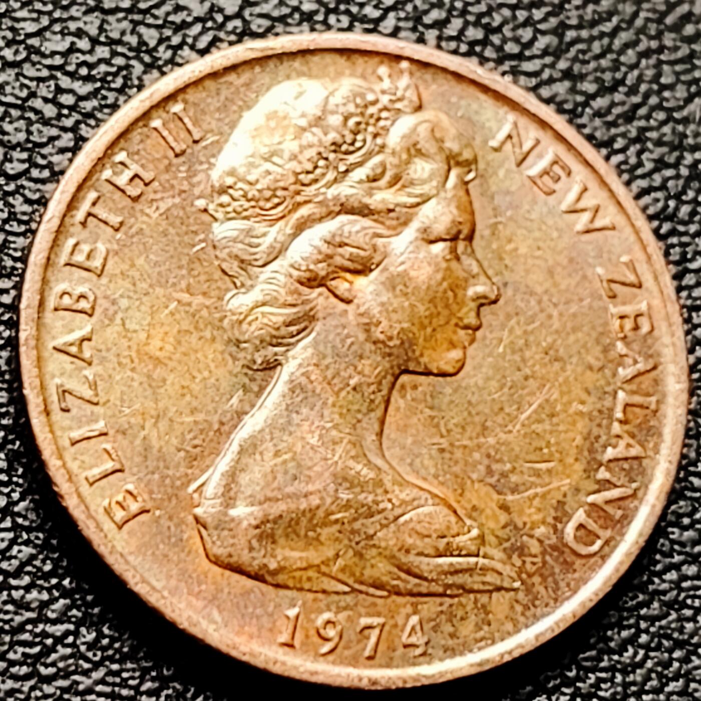 泉币菌-第227场-拍品多 请提前出价 英属新西兰1974年2分青铜币 金雀花 伊丽莎白二世女王  