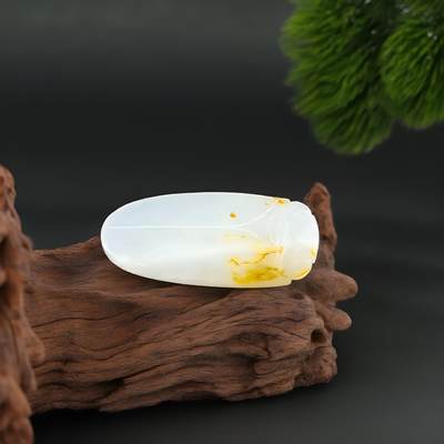 碧月说宝.君子怀瑾·当代和田玉清风专场(九) 洒金皮籽料羊脂白玉一鸣惊人挂件