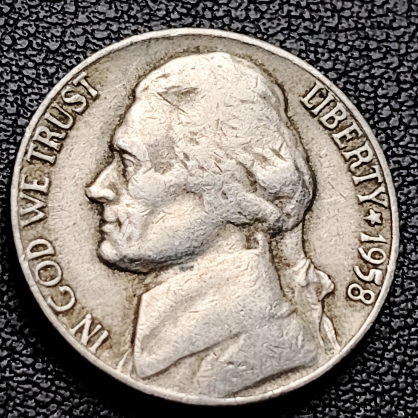 泉币菌-第227场-拍品多 请提前出价 美国1958年5美分纪念币 杰斐逊 及 故居蒙蒂塞洛庄园 21mm