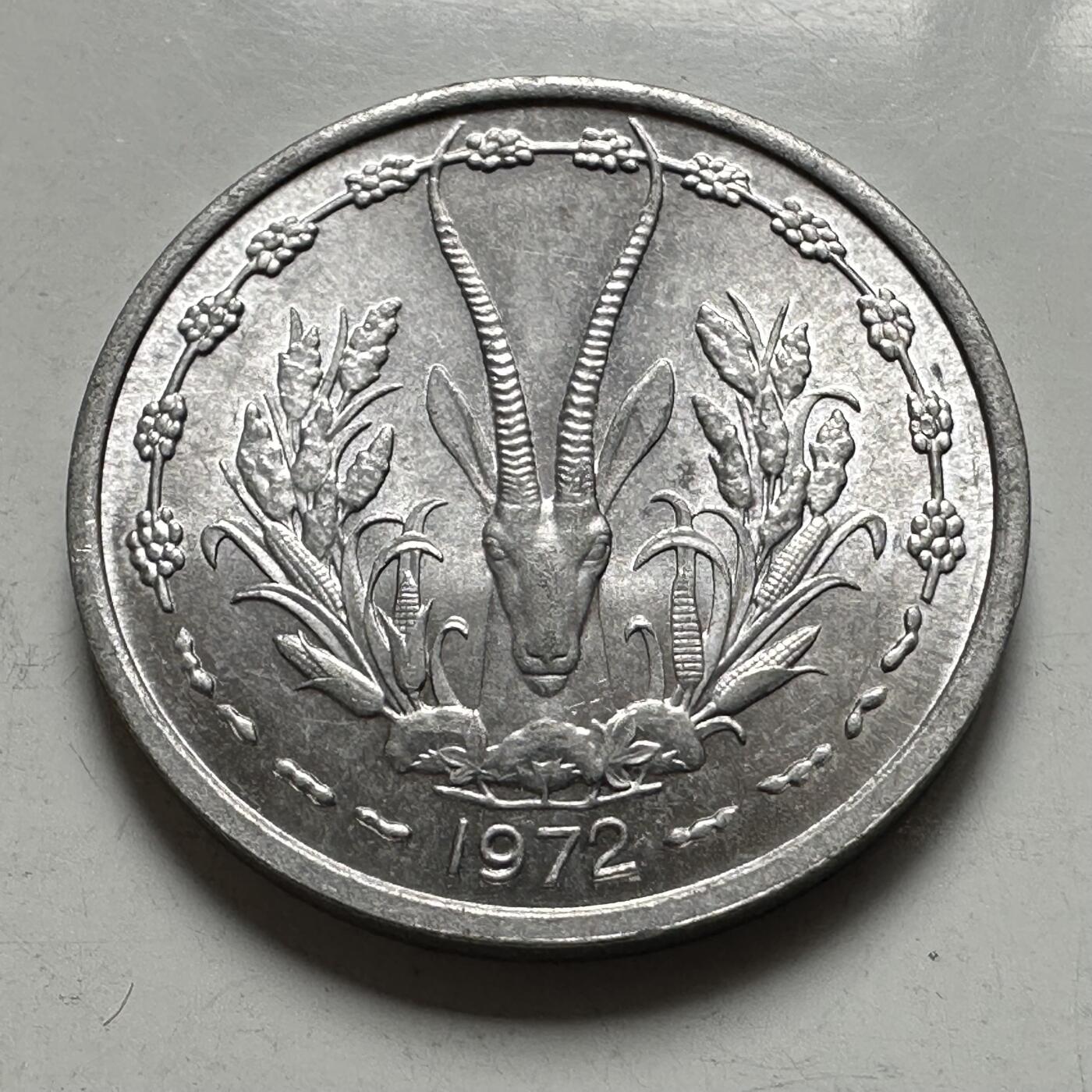 🌹外币初藏🌹🐯2026年第43场   每周二四六晚8️⃣点  世界硬币 西非经济共同体 1972年 1法郎