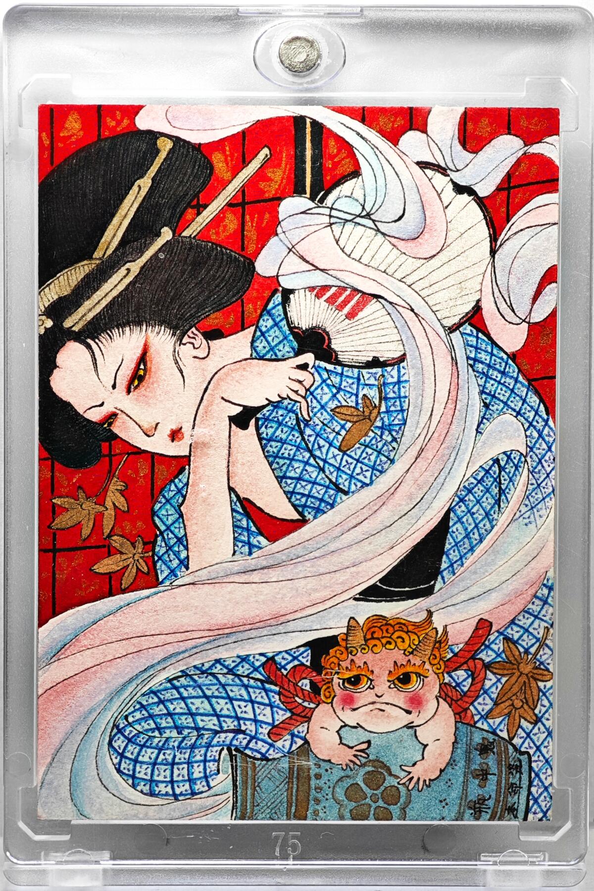 白泽拍卖卡牌手绘专场第35期（问东城春色，正谷雨，牡丹期） 2025 挽月手绘卡 瓶中鬼  夜游神亲签 卡砖封装