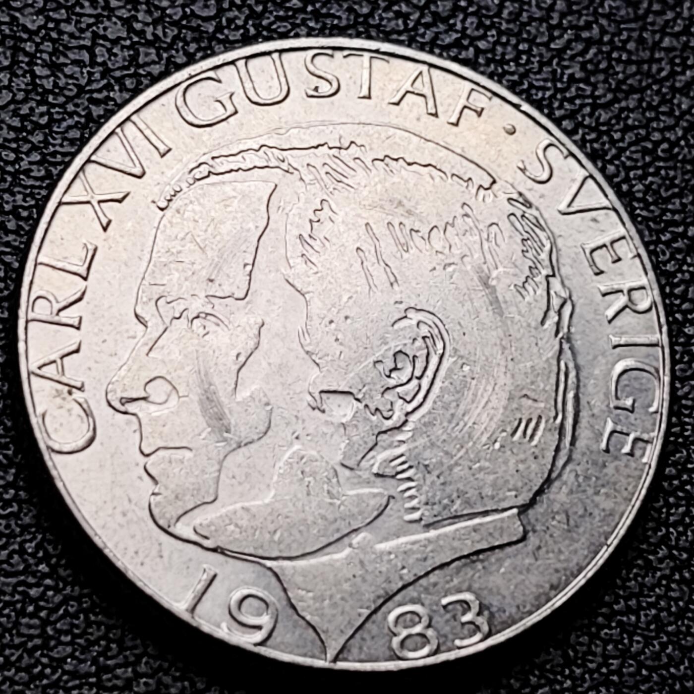 泉币菌-第227场-拍品多 请提前出价 瑞典 1克朗镍铜硬币 王冠 卡尔十六世古斯塔夫 24mm