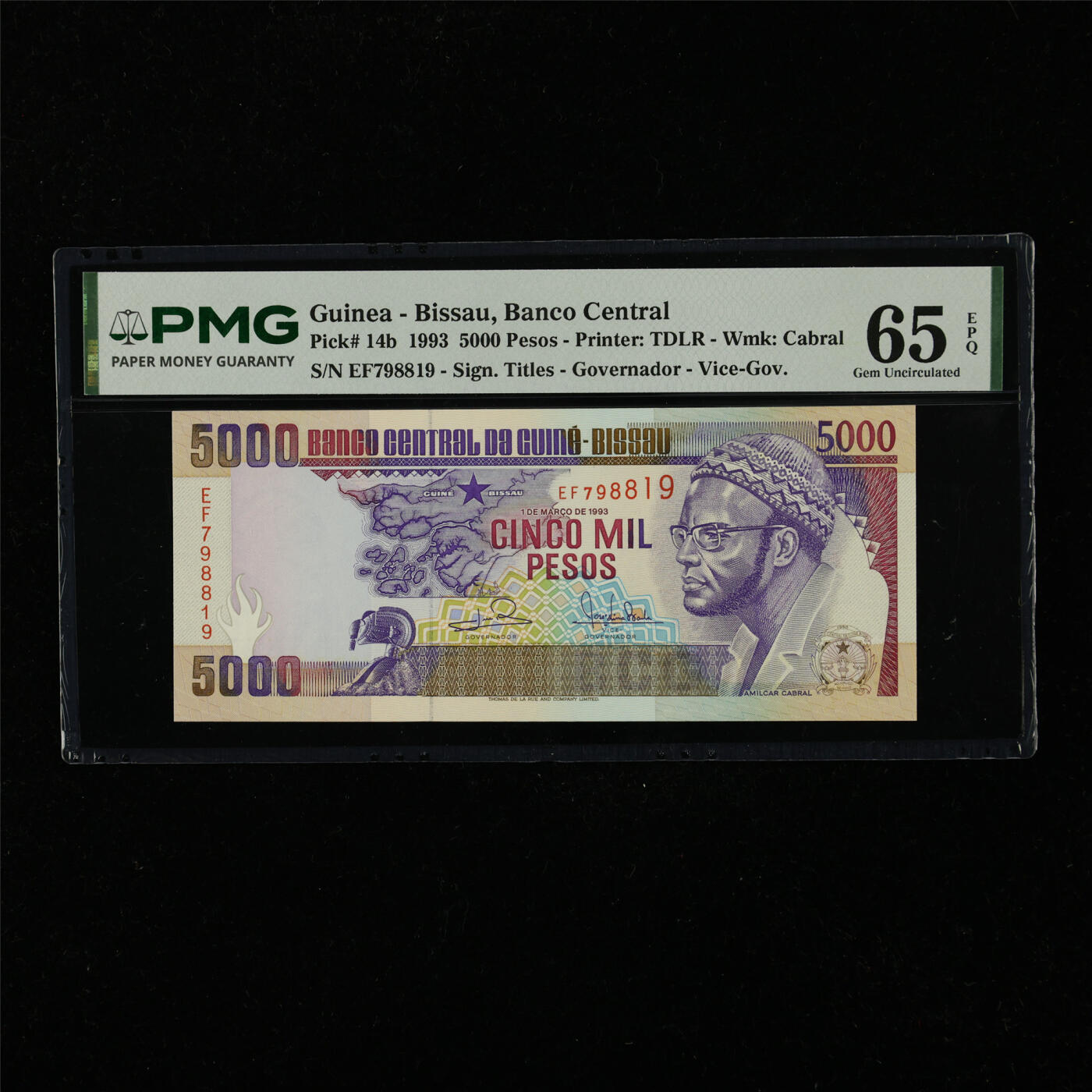 【亘邦集藏】第228期拍卖 1993年 几内亚比绍5000比索 PMG 65EPQ EF798819