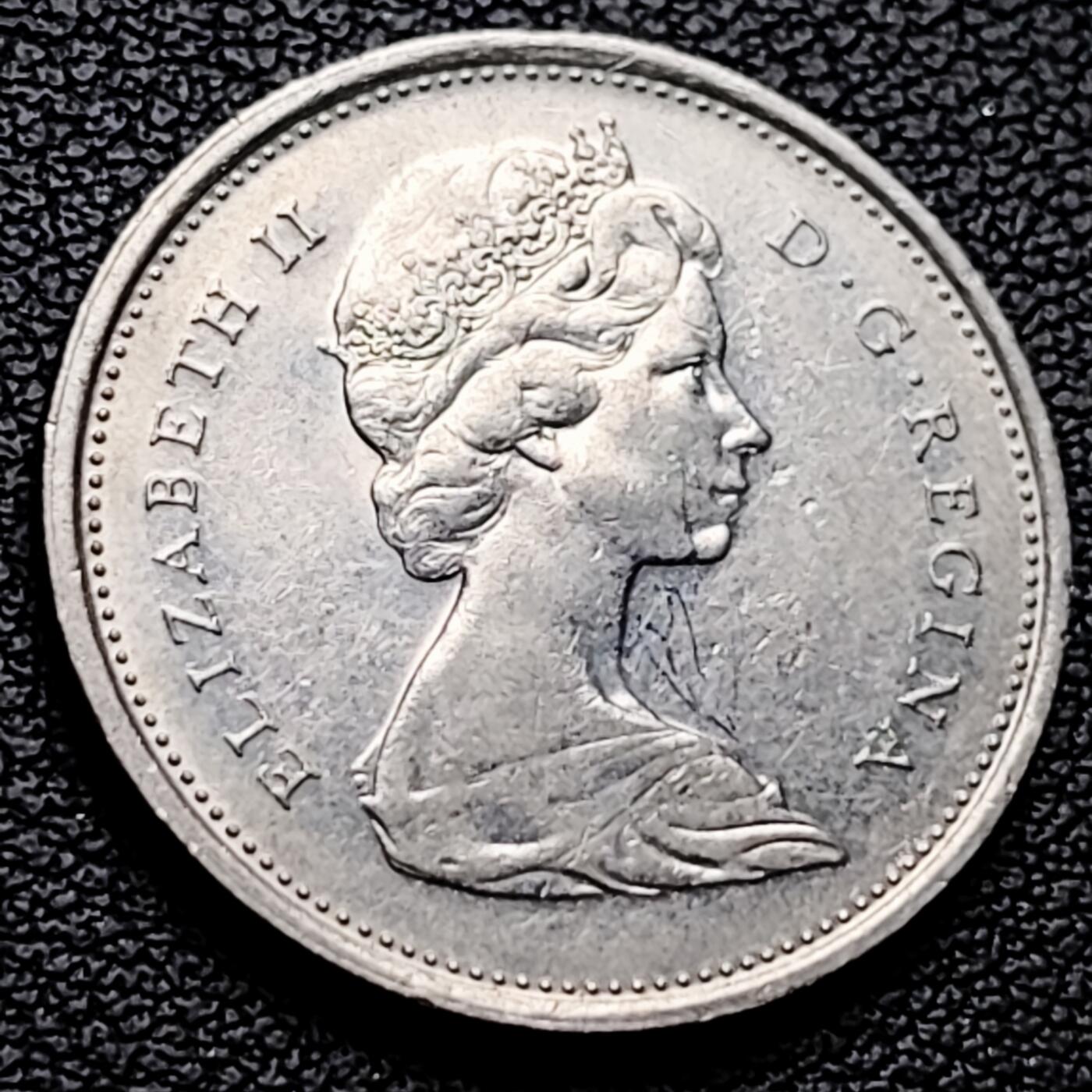 泉币菌-第227场-拍品多 请提前出价 高币值 加拿大1969年1/4加拿大元 伊丽莎白二世 驯鹿 24mm 