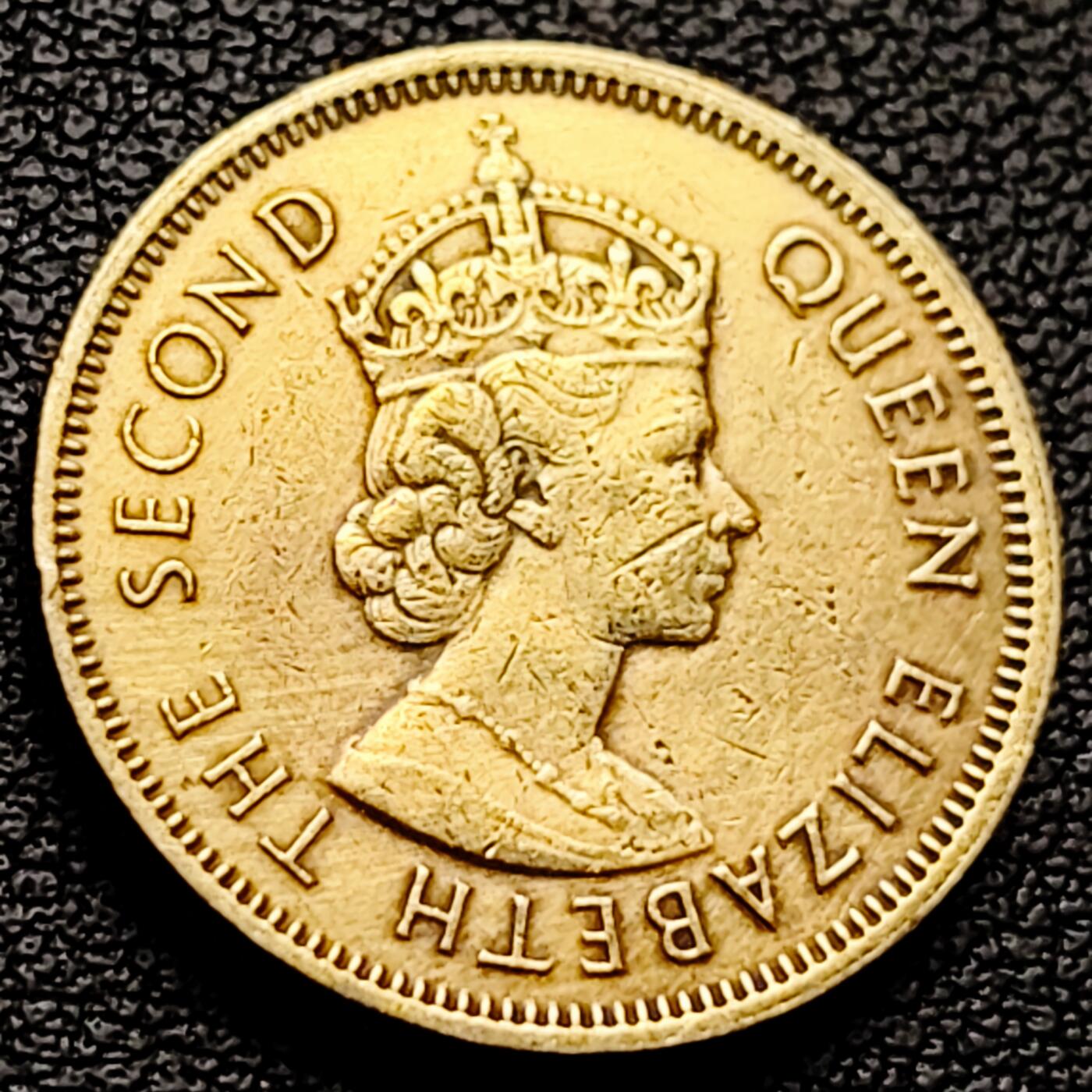 泉币菌-第227场-拍品多 请提前出价 安全边 英属香港一毫黄铜币1964年 20毫米4.5克 伊丽莎白二世