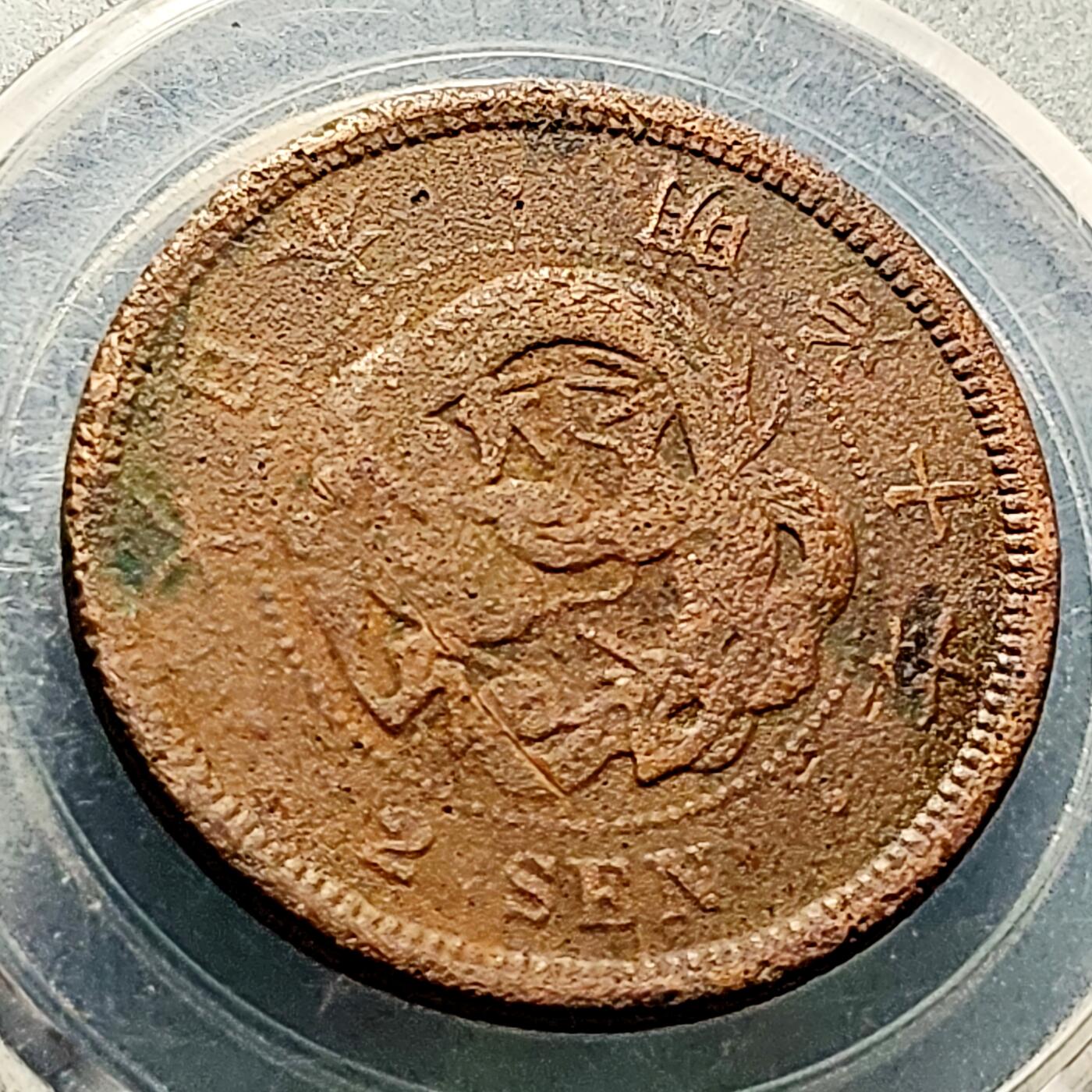 泉币菌-第227场-拍品多 请提前出价 传世 日本明治10年 龙洋二钱铜币 32mm