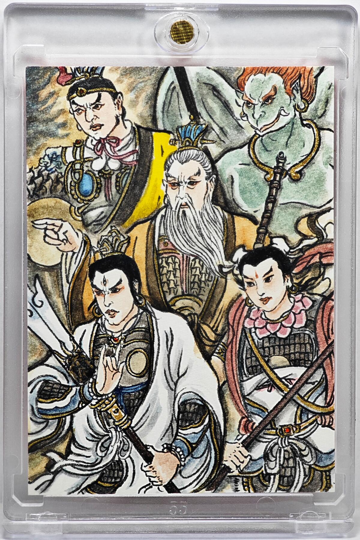 白泽拍卖卡牌手绘专场第35期（问东城春色，正谷雨，牡丹期） 2025 卢艺丰手绘卡 封神伐纣先锋队  卢艺丰背简绘 卡砖封装