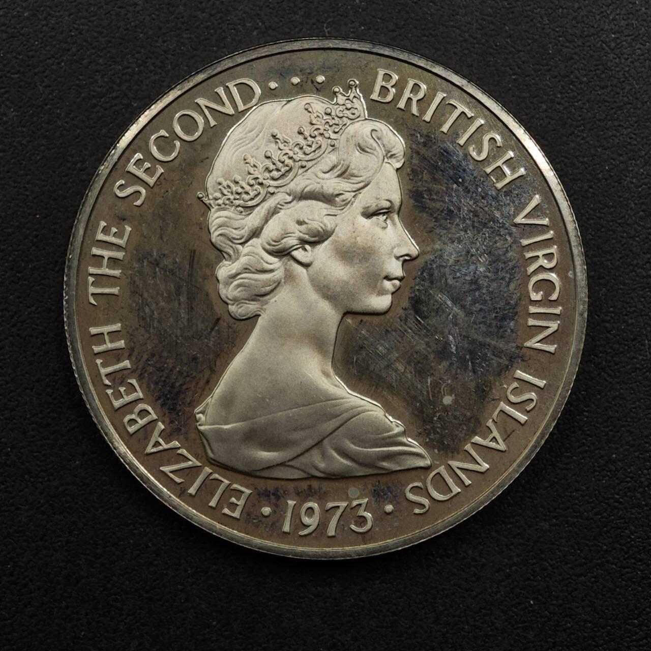 【淘币小摊】实时拍第八百九十二拍   散币场    每周一统一发货 英属维尔京1973年25分精制镍币