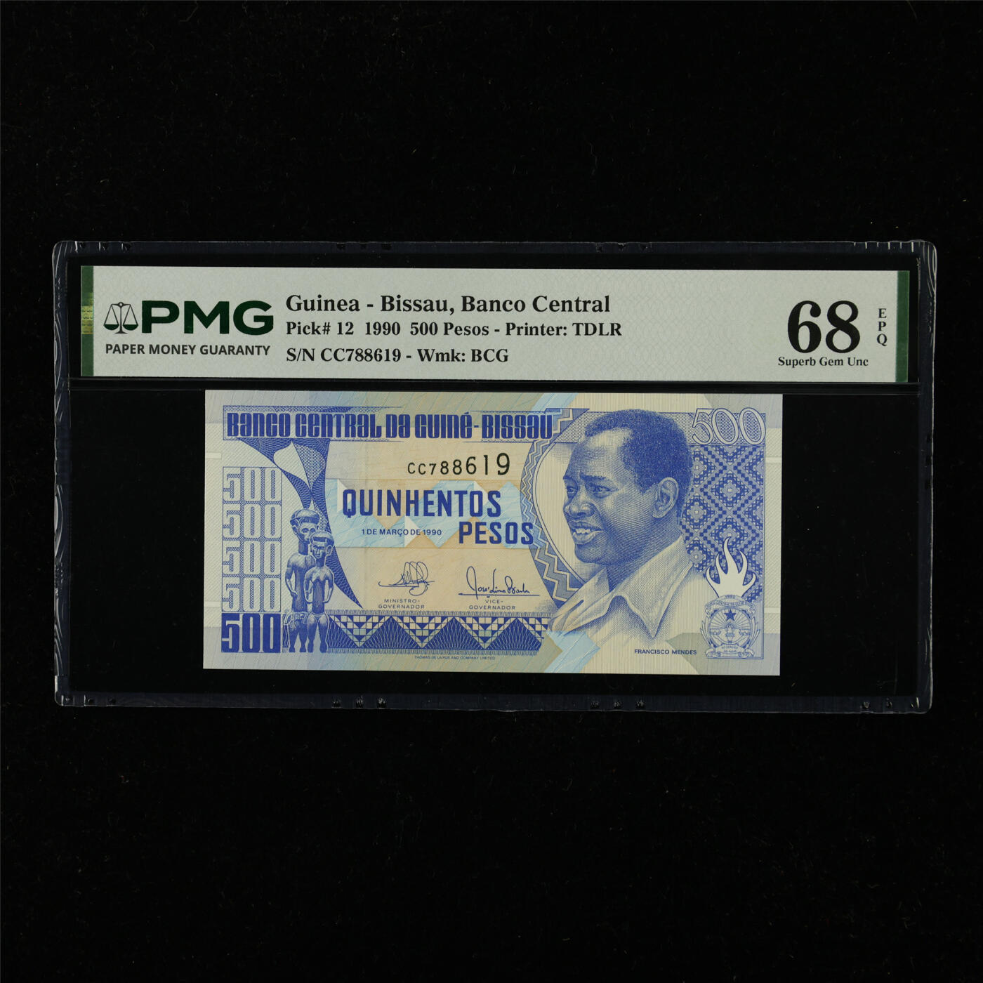 【亘邦集藏】第228期拍卖 1990年 几内亚比绍500比索 PMG 68EPQ CC788619