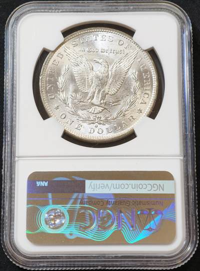 甄臻铺-世界币章拍卖（第60期），甄品场拍品征集中，送拍享返佣金等优惠多多 NGC-MS64 1884年O版美国摩根，卷首五彩包浆，阴阳脸