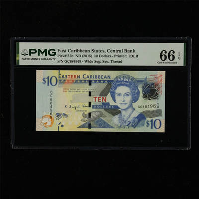 【亘邦集藏】第229期拍卖 2015年 东加勒比国家10元 PMG 66EPQ GC884969