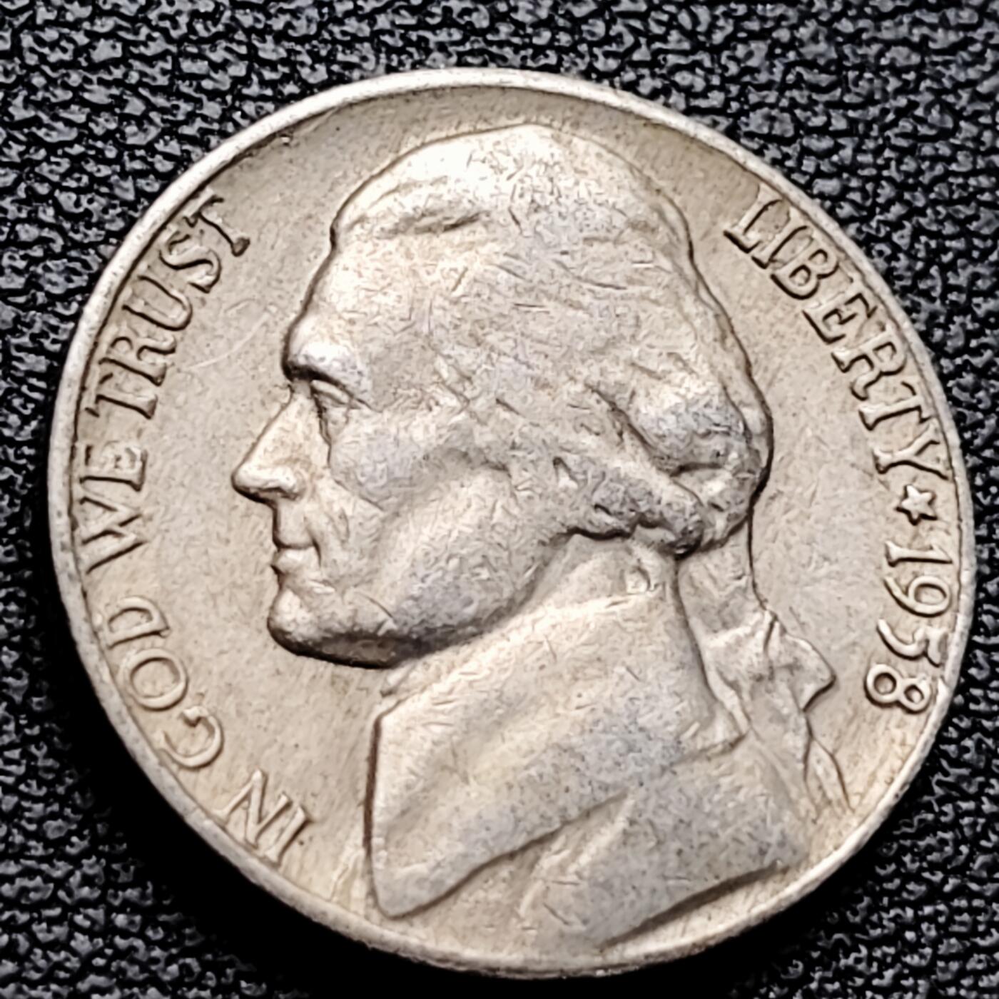 泉币菌-第227场-拍品多 请提前出价 美国1958年5美分纪念币 杰斐逊 及 故居蒙蒂塞洛庄园 21mm 