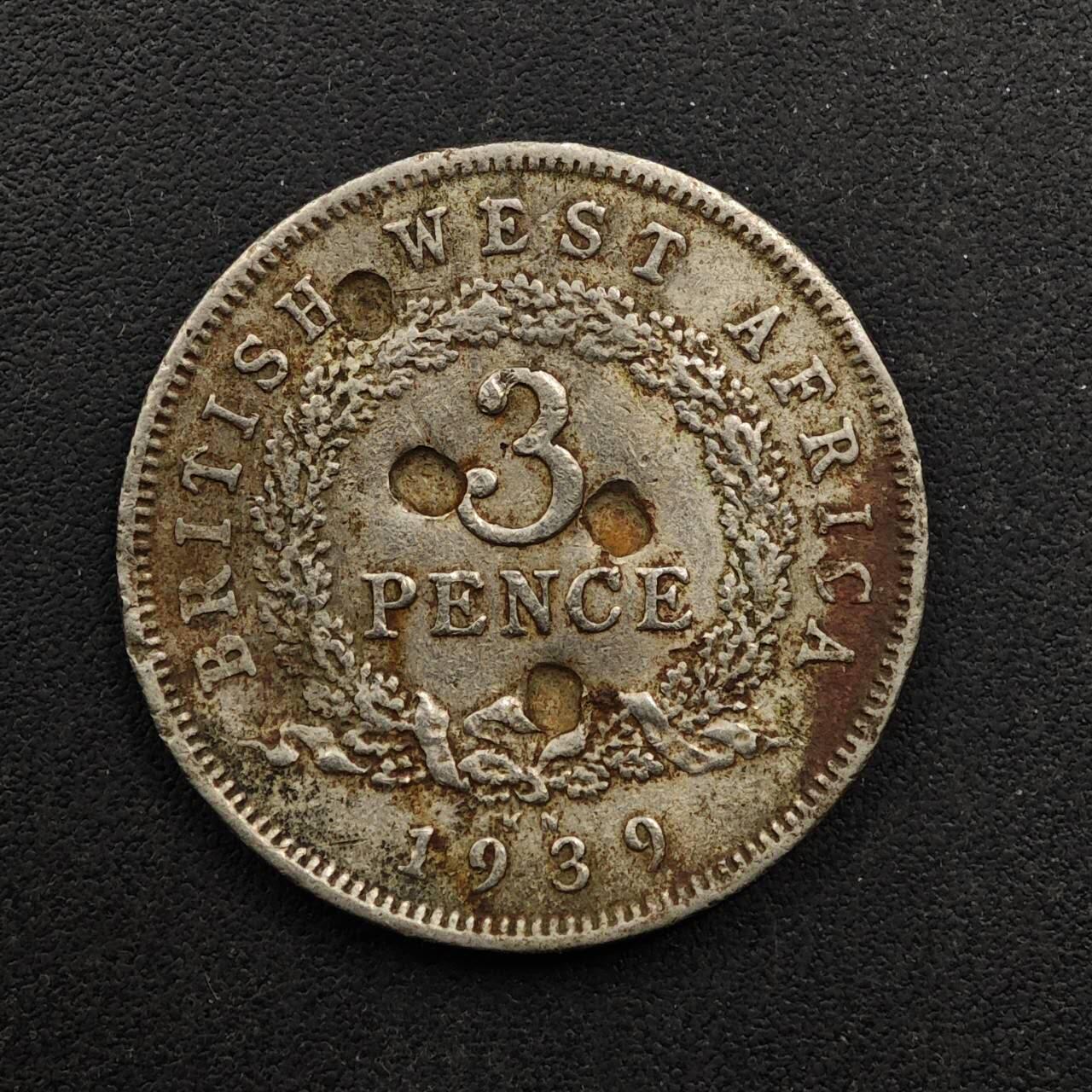 【淘币小摊】实时拍第八百九十二拍   散币场    每周一统一发货 英属西非1939年乔治六世3便士镍币