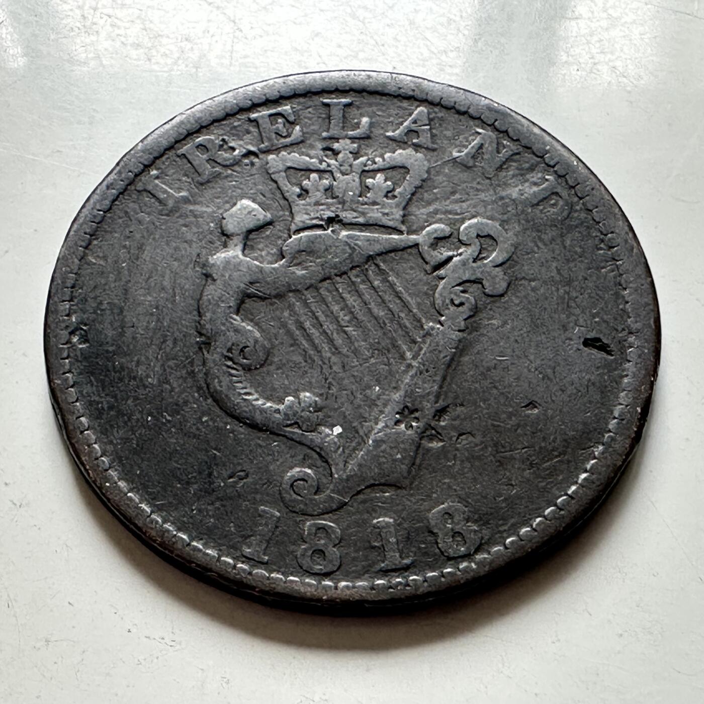 🌹外币初藏🌹🐯2026年第43场   每周二四六晚8️⃣点  世界硬币 爱尔兰1818年乔治三世一便士 33.7毫米