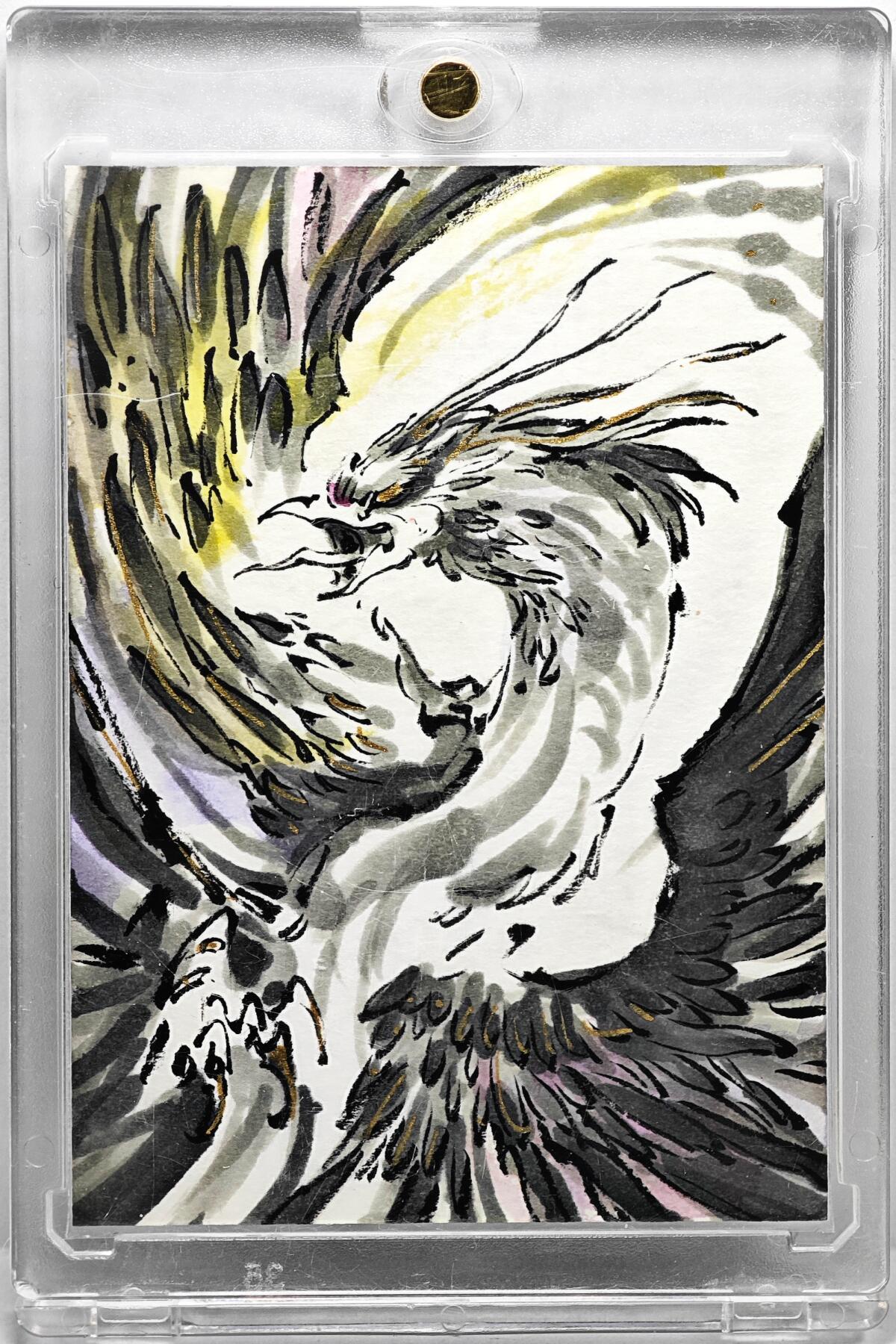 白泽拍卖卡牌手绘专场第35期（问东城春色，正谷雨，牡丹期） 2025 启读文化手绘卡 雷鸟  沈鑫亲签 卡砖封装