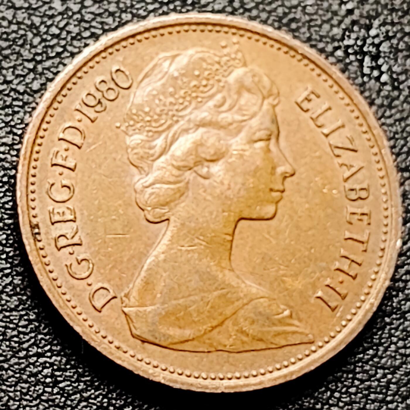 泉币菌-第227场-拍品多 请提前出价 1980年 英国2便士铜币 威尔士皇冠 25.9mm