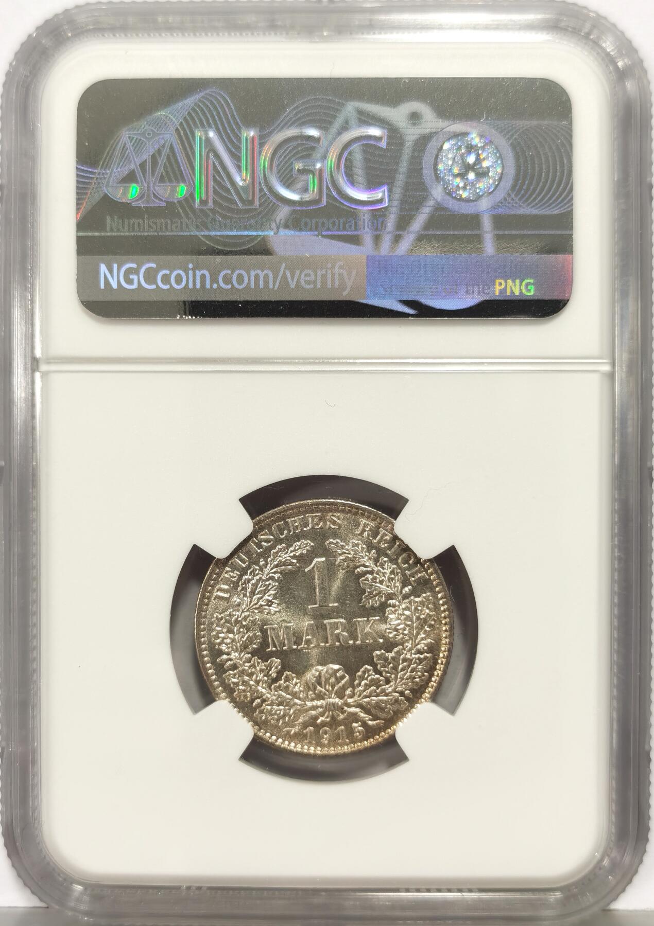 博洋堂世界钱币拍卖第168期（全场包邮） NGC MS64 德国1915年E版1马克银币