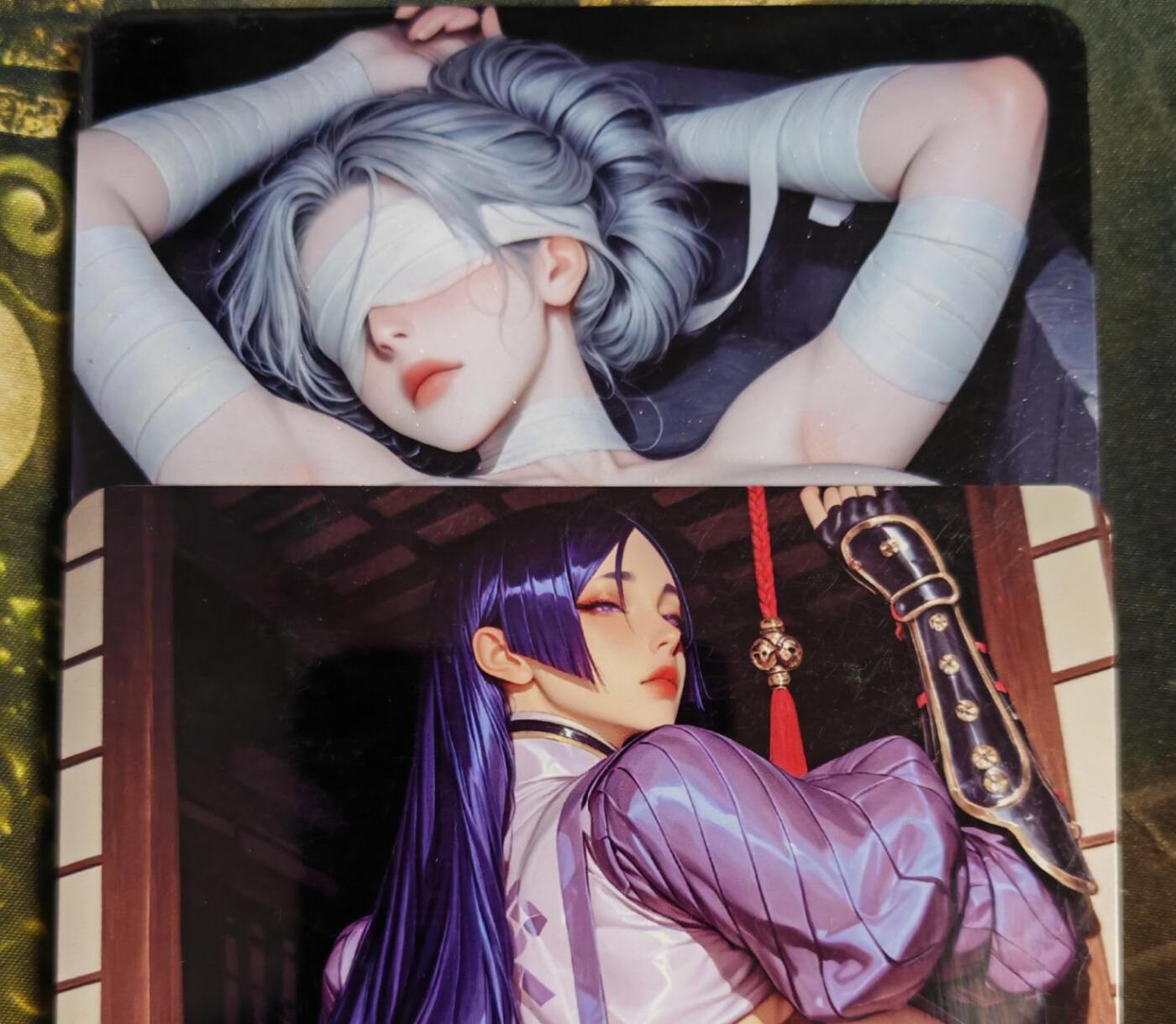 第111期阳大大卡牌拍卖第111期（持续收拍品，周五晚上九点截拍，进群福利早知道） 源赖光 紫色忍者+永劫无间 蒙眼绷带+肌肉猫女图+火影忍者纲手+波动捻丽 蓝色卡通 性感大号磁吸卡5张