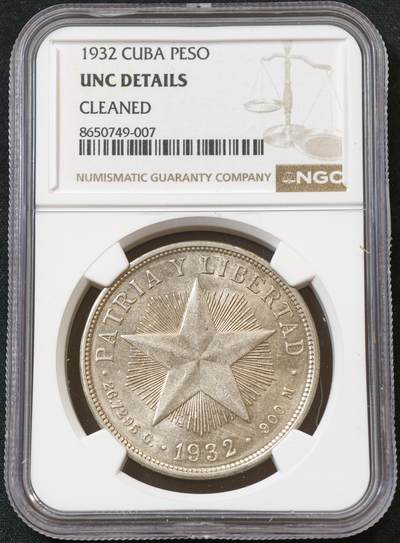 甄臻铺-世界币章拍卖（第60期），甄品场拍品征集中，送拍享返佣金等优惠多多 NGC-UNCD 1932年古巴大五星，搏一搏单车变摩托的品相