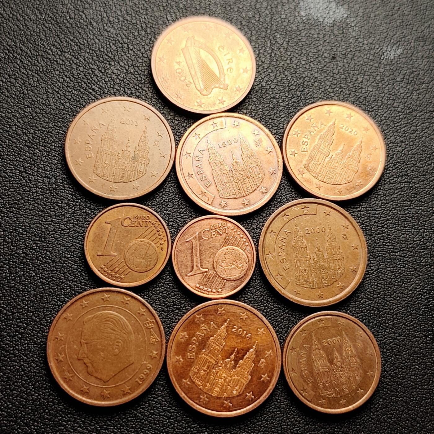 泉币菌-第227场-拍品多 请提前出价 10枚一组 各国欧分币 混合年份面值 