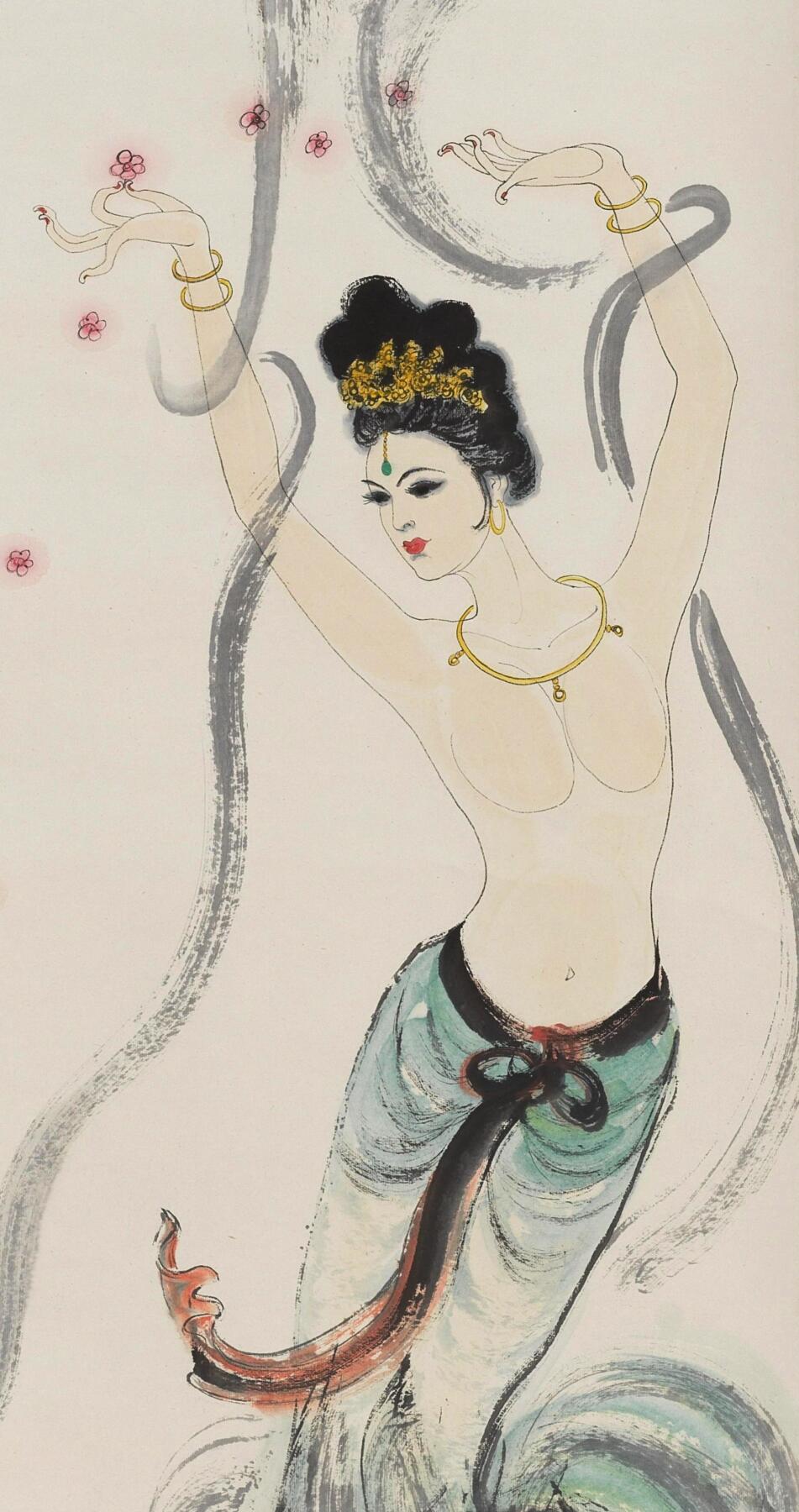 碧月说宝.当代书画专场一 陈家泠 敦煌舞姿