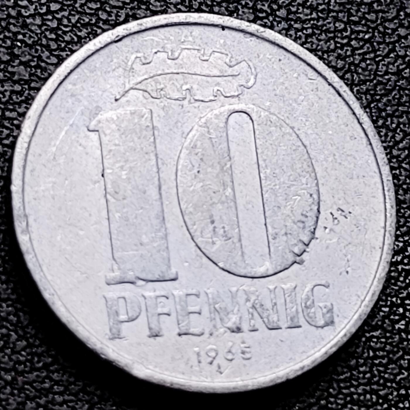 泉币菌-第227场-拍品多 请提前出价 21mm 民主德国 1965年 10芬尼 铝币 