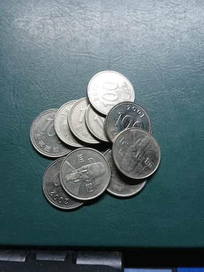 松南世界钱币——260415 韩国八九十年代新版本100元镍币10枚共计1000元1