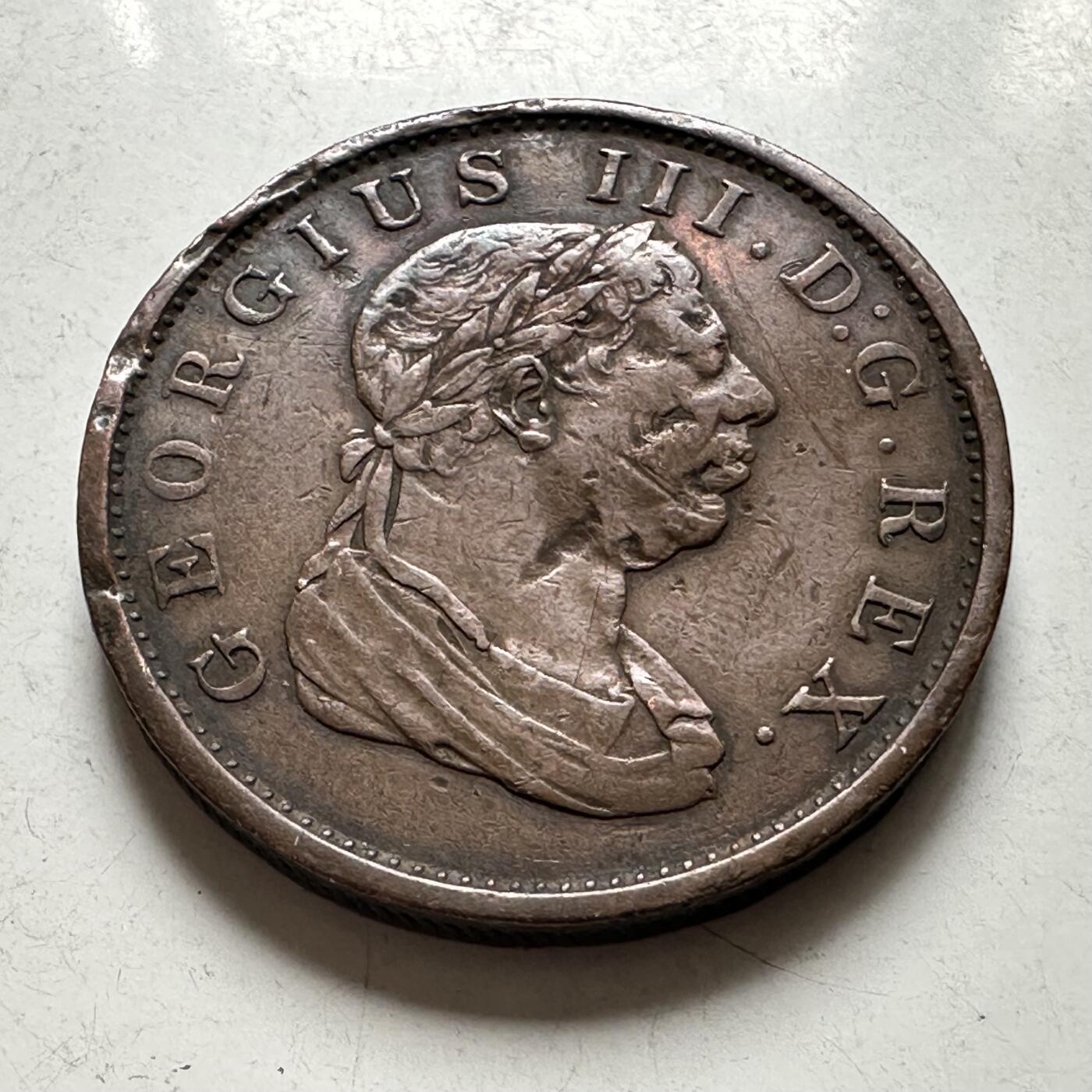 🌹外币初藏🌹🐯2026年第43场   每周二四六晚8️⃣点  世界硬币 英属埃塞奎博与德梅拉拉 1813年 乔治三世 1 Stiver  铜币 34毫米 英属圭亚那 币面微不平