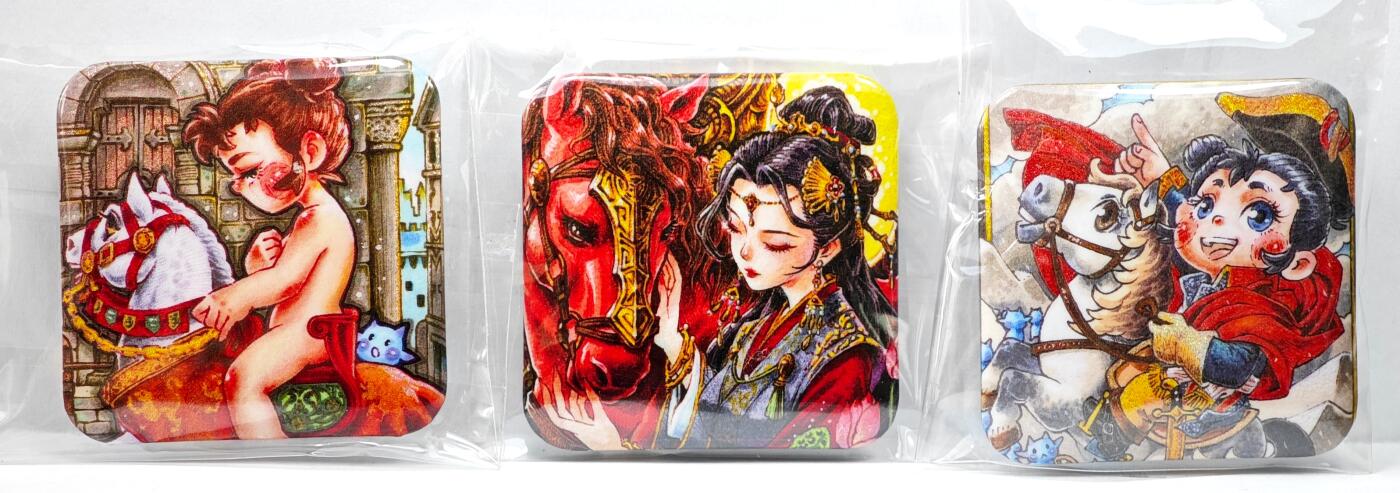 白泽拍卖卡牌手绘专场第35期（问东城春色，正谷雨，牡丹期） 2026 李尊奇马年贺岁 吧唧 3枚