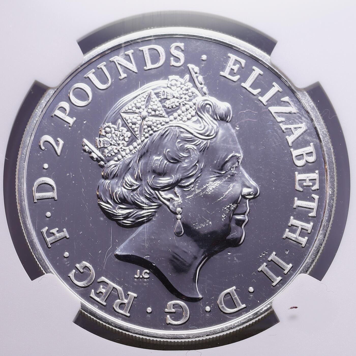 观钱 近现代机制币拍卖No.009（全场顺丰包邮，不区分偏远地区）  2016 年英国 生肖猴年 1 盎司99.9%银投资银币（Year of the Monkey） NGC MS64 DPL 深浮雕精致工艺，同为猴年纪念银币，不同的设计理念及表达方式