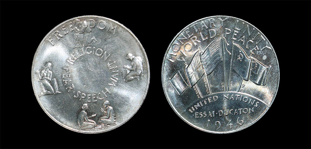 南京三省2026年春季拍卖会 世界币章&现代币 1946年联合国世界和平银章