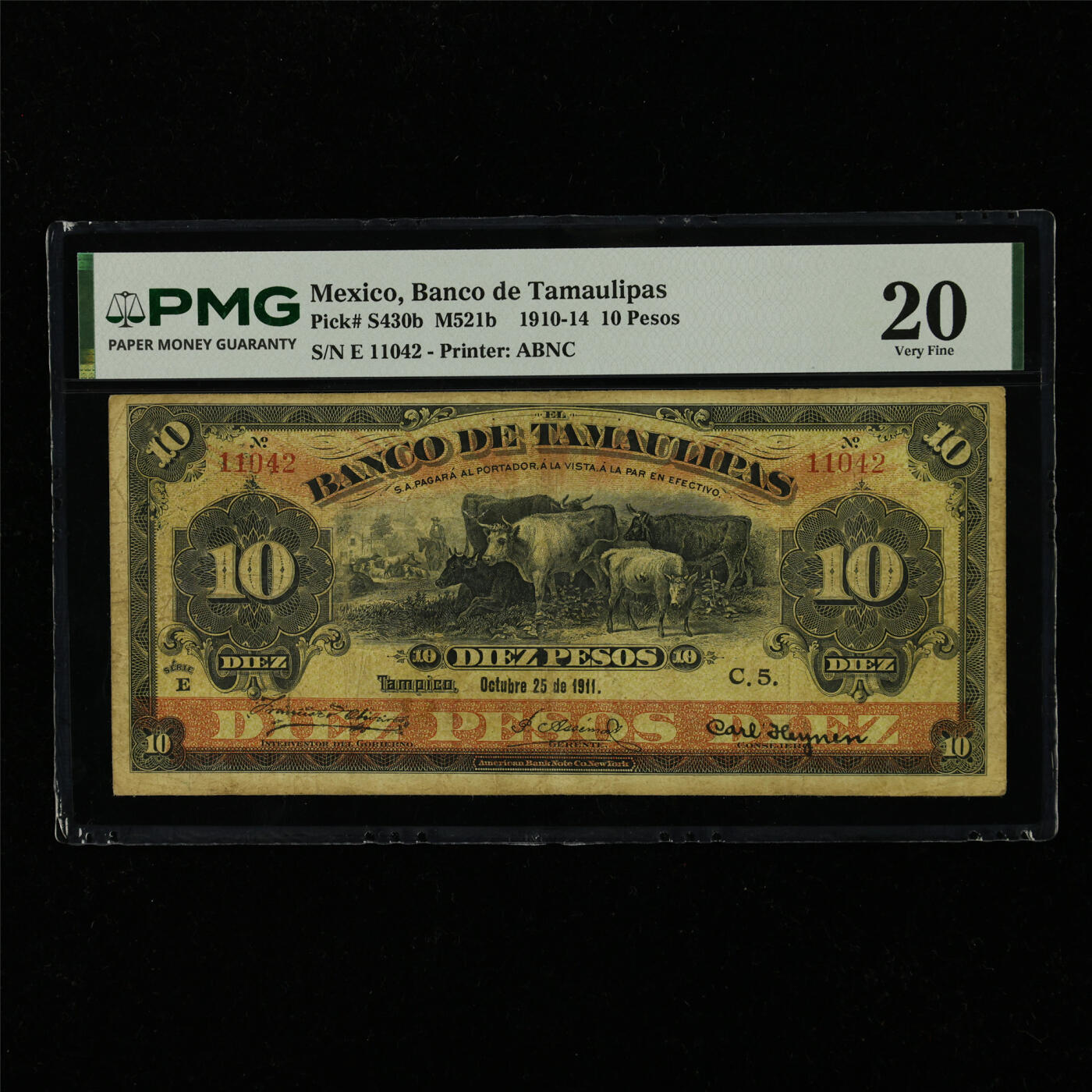 【亘邦集藏】第228期拍卖 1910-14年 墨西哥10比索 PMG 20 E 11042
