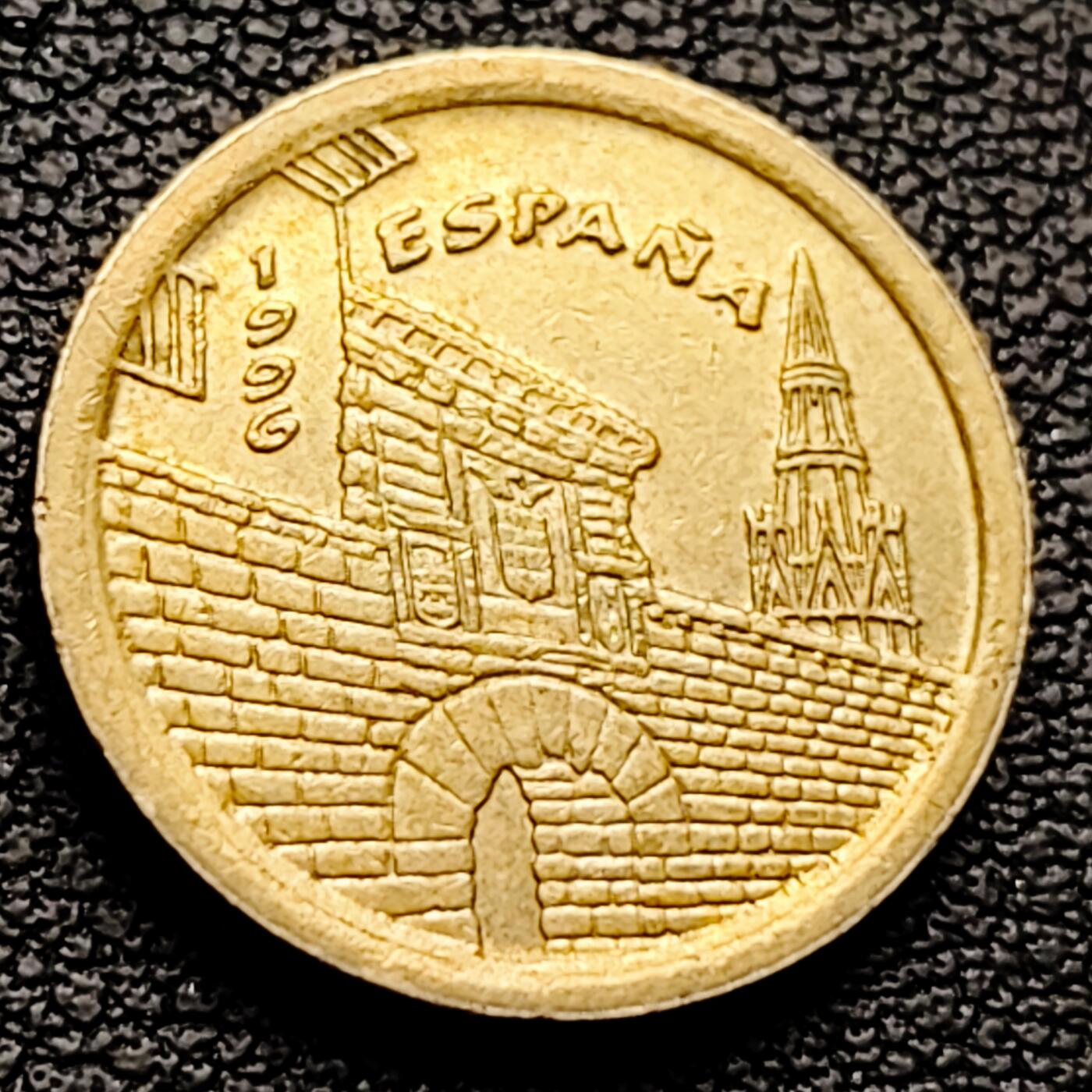 泉币菌-第227场-拍品多 请提前出价 葡萄 拉里奥哈自治区 西班牙1996年 5比塞塔黄铜纪念币 17.5毫米 