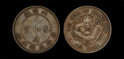 南京三省2026年春季拍卖会 机制币&金银锭&纸钞 - 1899年光绪二十五年北洋造光绪元宝库平三钱六分