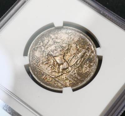 甄臻铺-世界币章拍卖（第60期），甄品场拍品征集中，送拍享返佣金等优惠多多 NGC-AU58 1916年意大利马车2里拉，包浆醇厚泛着粉光