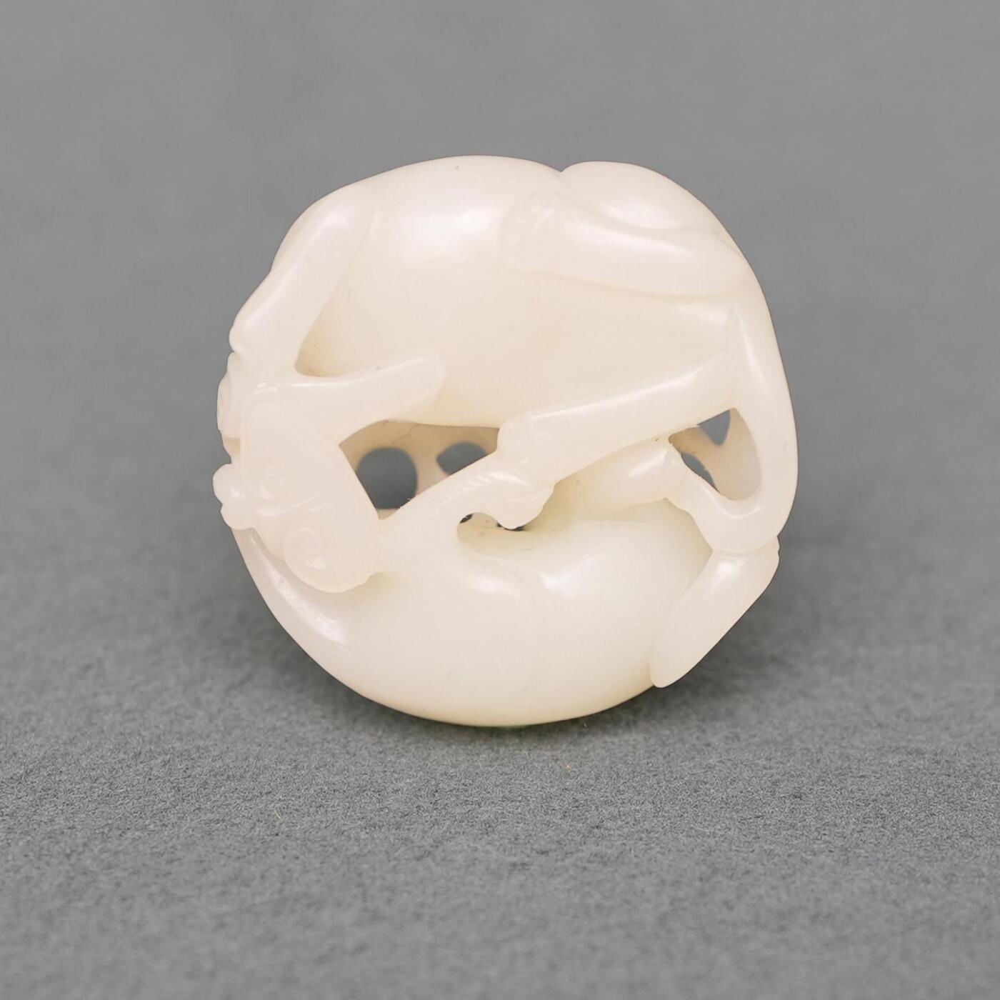 碧月说宝.韫玉流光-南京文物公司明清玉器专场（一） 白玉双欢圆雕