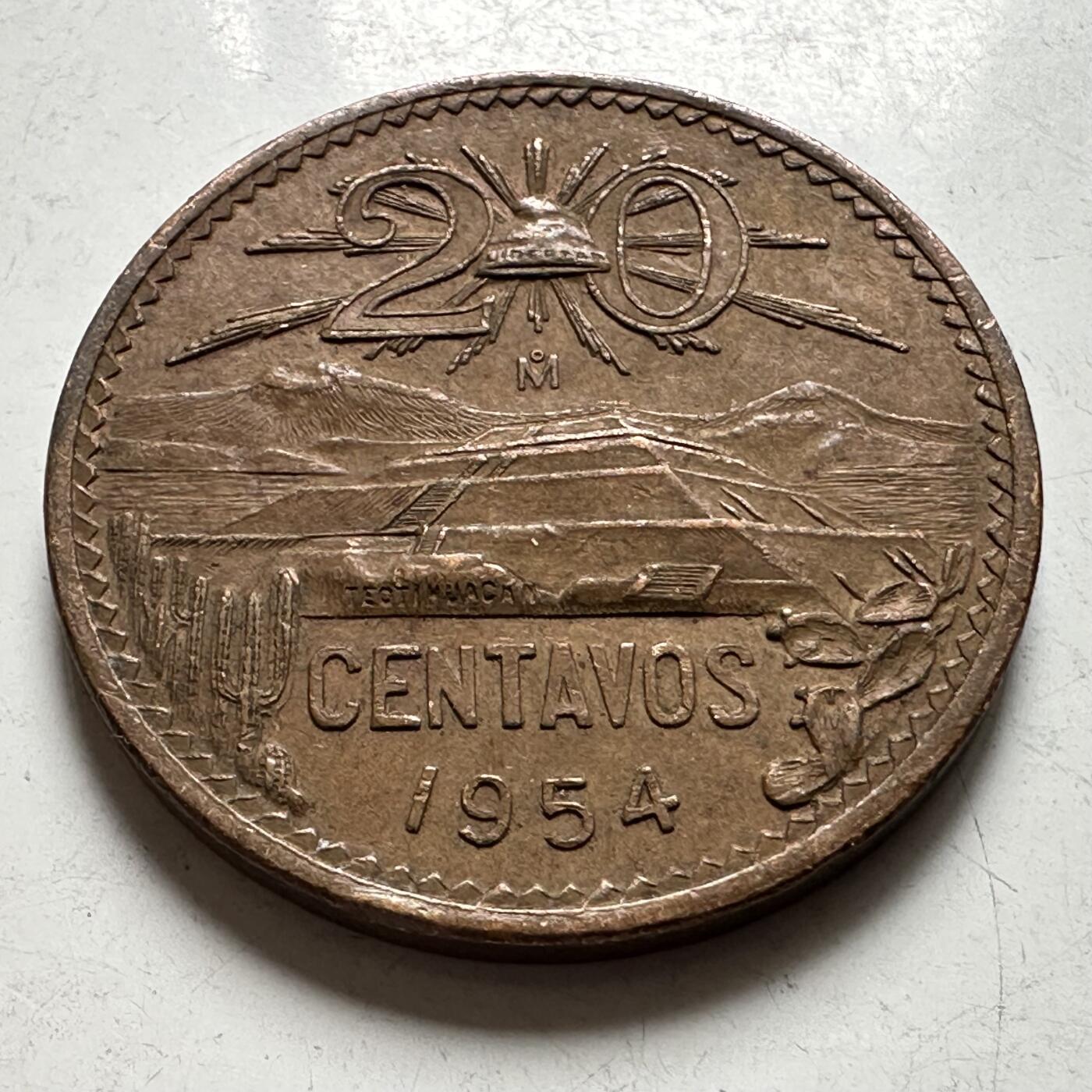 🌹外币初藏🌹🐯2026年第43场   每周二四六晚8️⃣点  世界硬币 墨西哥1954年20分