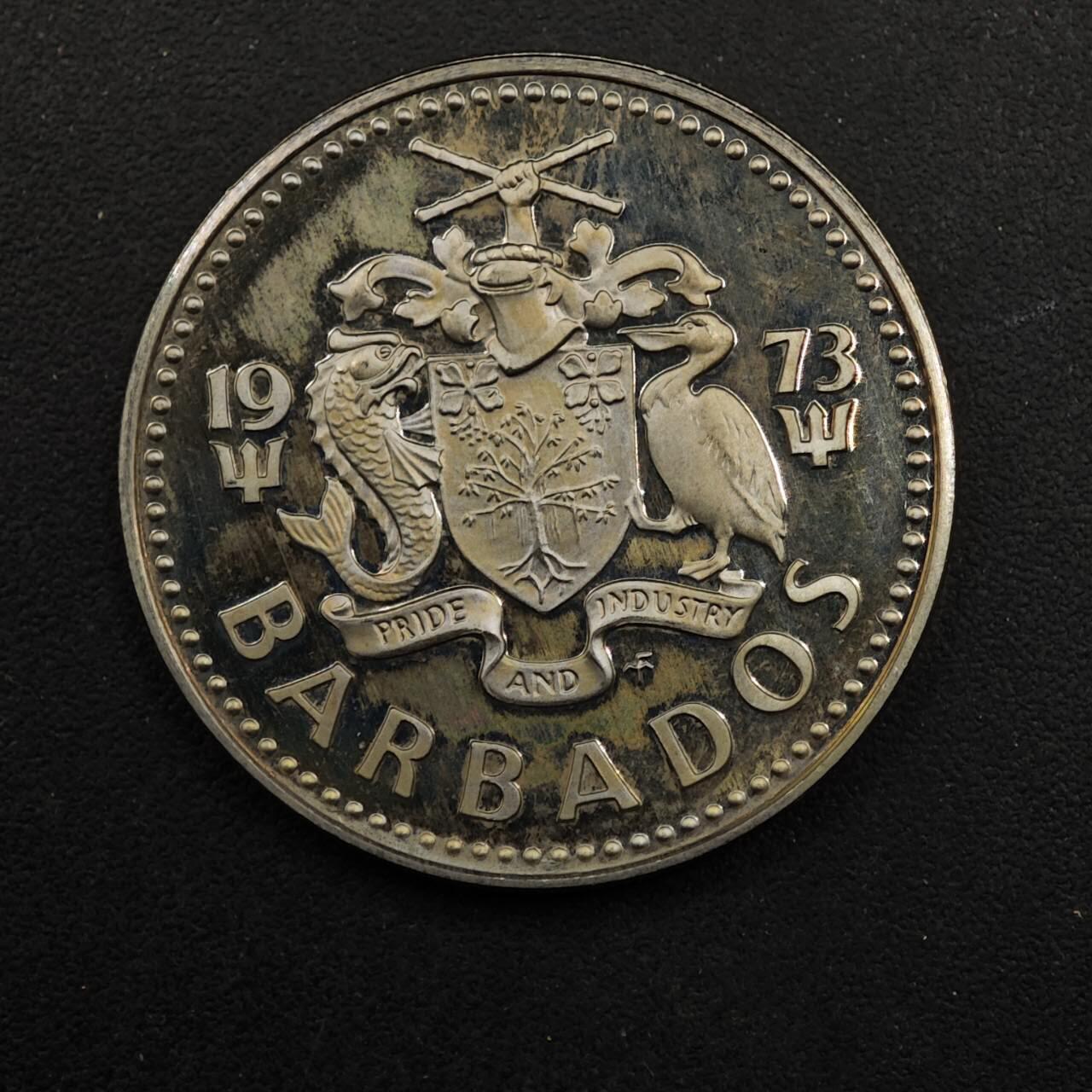 【淘币小摊】实时拍第八百九十二拍   散币场    每周一统一发货 巴巴多斯1973年25分精制镍币