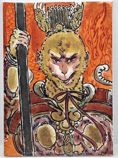 白泽拍卖卡牌手绘专场第35期（问东城春色，正谷雨，牡丹期） - 2025 秦嘉裕手绘卡 齐天大圣  秦嘉裕亲签 软卡夹封装