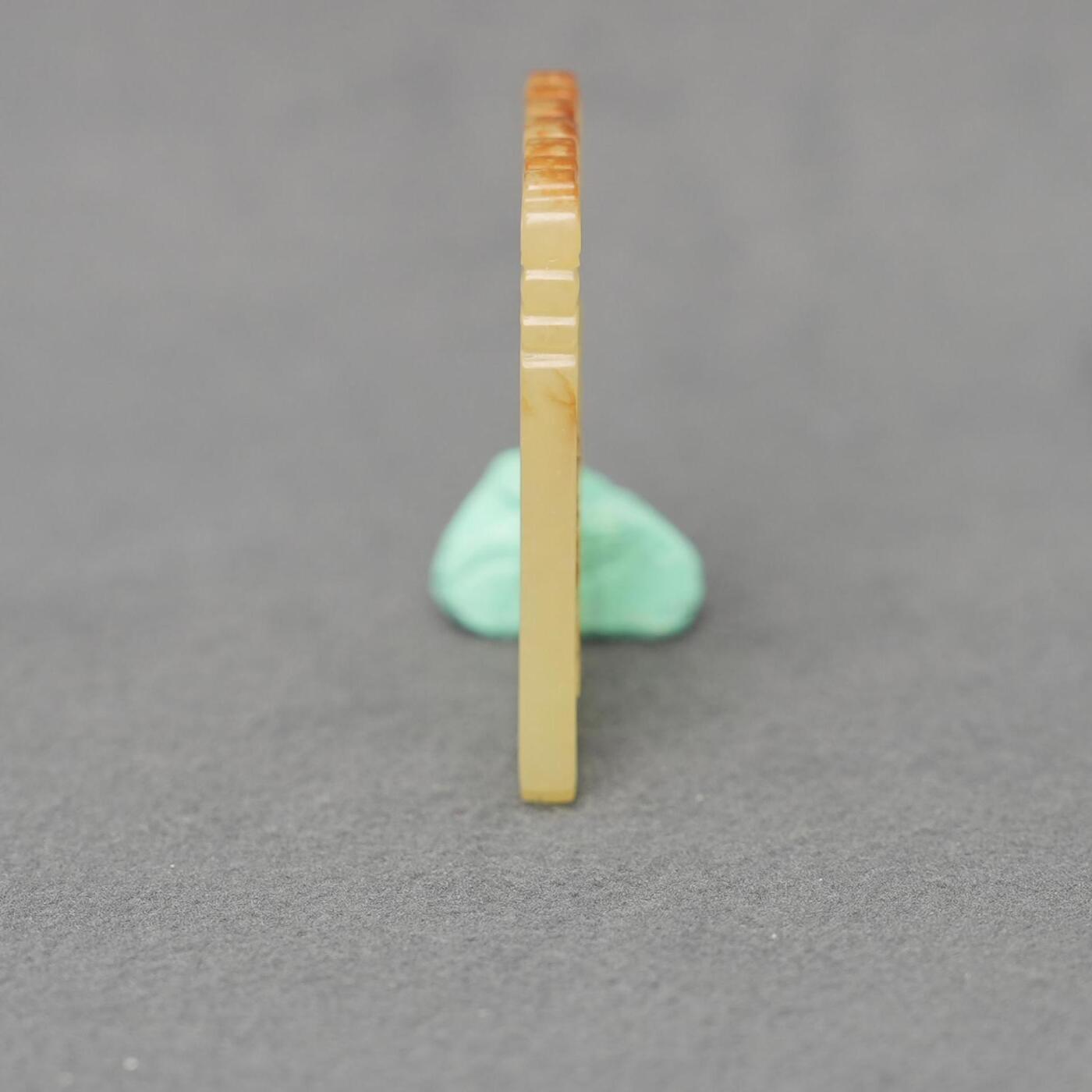 碧月说宝.韫玉流光-南京文物公司明清玉器专场（一） 黄玉莲荷纹牌