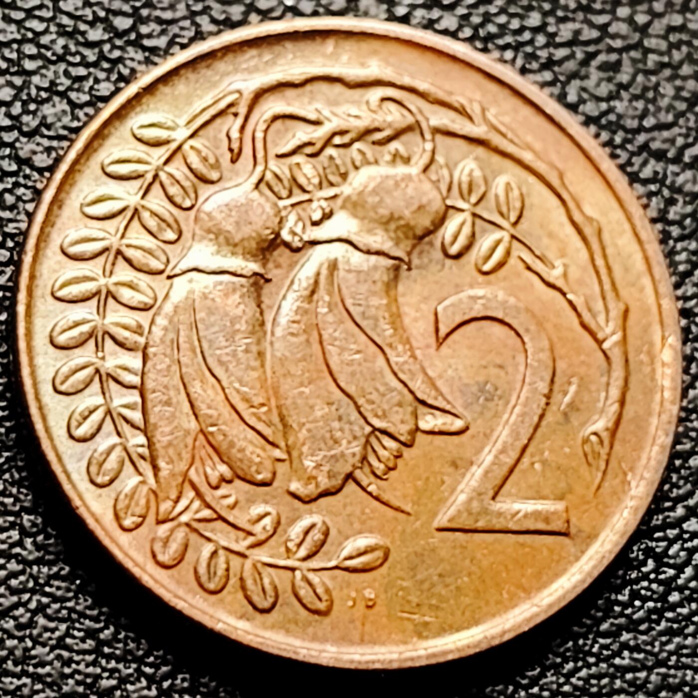 泉币菌-第227场-拍品多 请提前出价 英属新西兰1974年2分青铜币 金雀花 伊丽莎白二世女王  