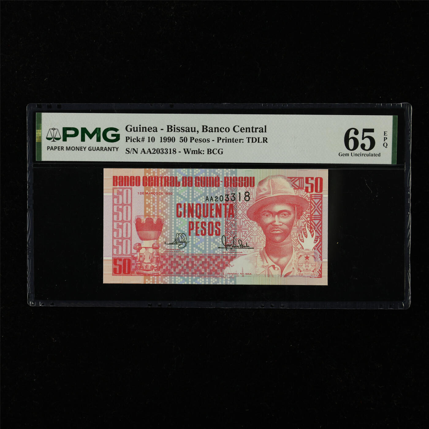【亘邦集藏】第228期拍卖 1990年 几内亚比绍50比索 PMG 65EPQ AA203318