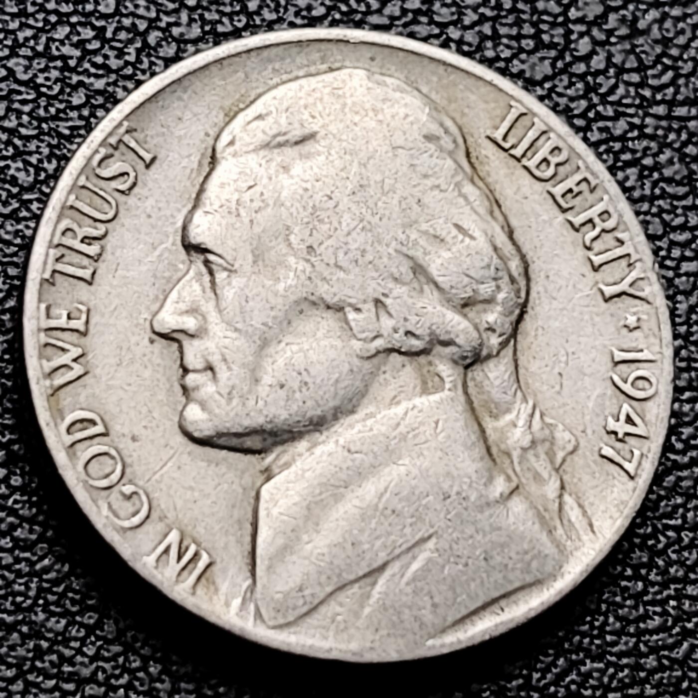 泉币菌-第227场-拍品多 请提前出价 美国1947年5美分纪念币 杰斐逊 及 故居蒙蒂塞洛庄园 21mm